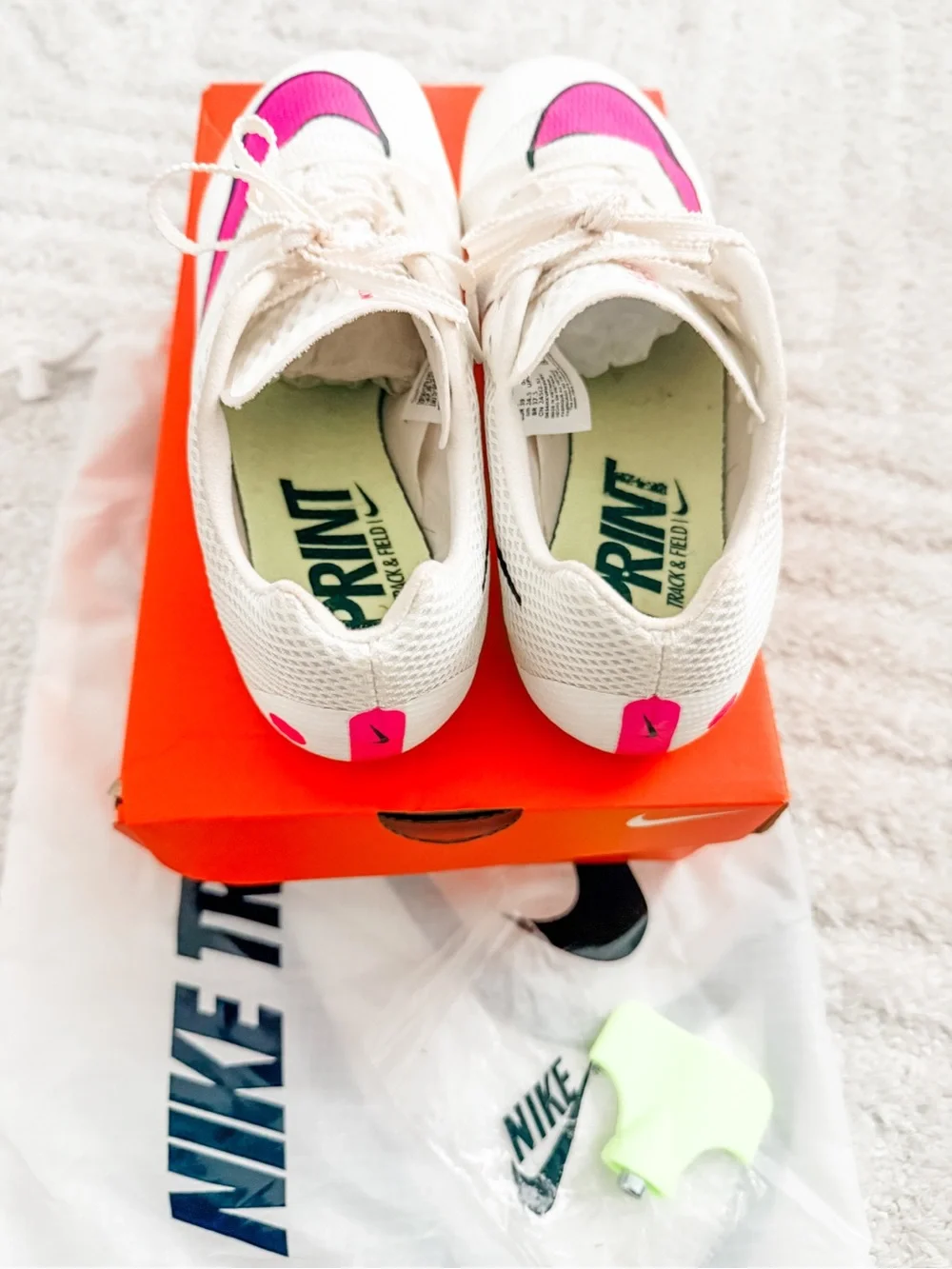 Nike Zoom Rival Sprint Track Shoes Sail/Fierce Pink - W Size 8 M Size 6.5